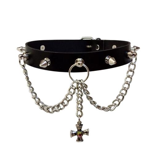 Leder Choker Killernieten & Kleines Eisernes Kreuz