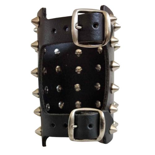 Leder Manschette Schwarz & Spitznieten