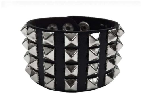 Leatherette Cuff Wristband Small Pyramid Studs
