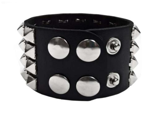 Leatherette Cuff Wristband Small Pyramid Studs