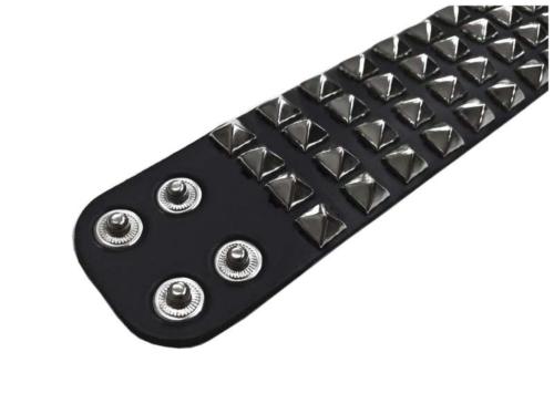 Leatherette Cuff Wristband Small Pyramid Studs