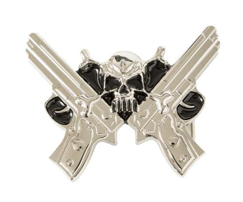 Gürtelschnalle Revolver Silberfarben