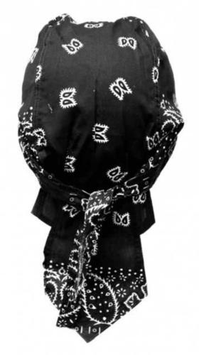 Rocker Bandana Cap Schwarz Weiß Paisley