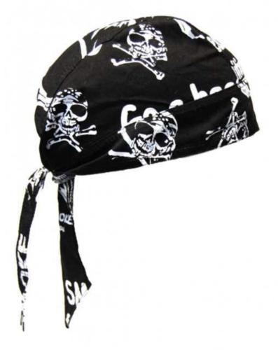 Rocker Bandana Cap Schwarz Totenkopfmund
