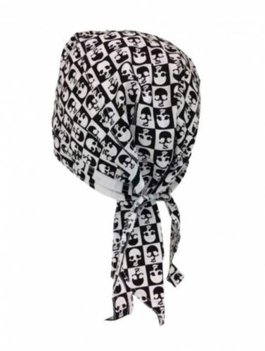 Biker Bandana Cap Schwarz Weiß Totenköpfe