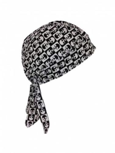 Biker Bandana Cap Schwarz Weiß Totenköpfe