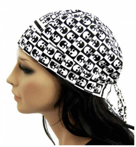 Biker Bandana Cap Schwarz Weiß Totenköpfe
