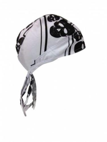 Rocker Bandana Cap Weiß Schwarz Totenköpfe