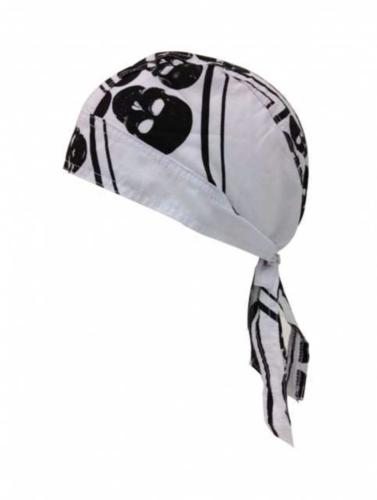 Rocker Bandana Cap Weiß Schwarz Totenköpfe