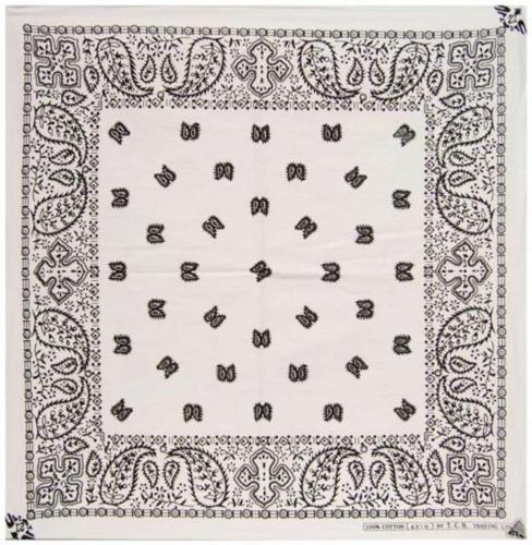 Bandana Halstuch Paisley Weiß Schwarz