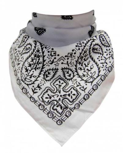 Bandana Halstuch Paisley Weiß Schwarz