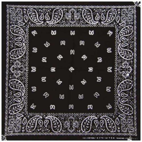 Bandana Head Wrap Scarf Flower Black & White
