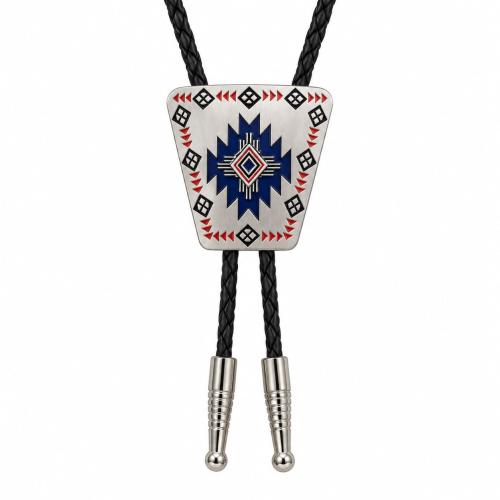 Western Krawatte mit geometrischem Bolo-Element und schwarzem Kunstlederband