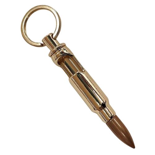 Eleganter Flaschenöffner im Design einer 7,62 mm Patrone in Messingfarbe. Einzigartiges Accessoire und funktionaler Begleiter. Jetzt bei RockMetal.store!
