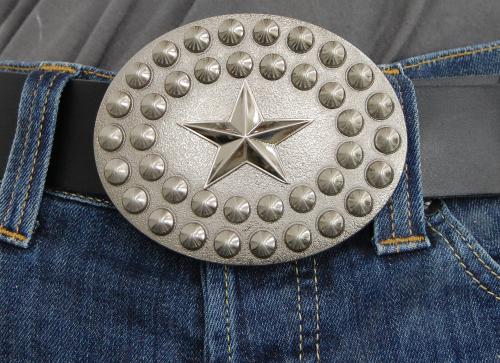 pentagram star belt buckle metal studs