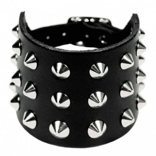 Lederarmband 3-reihig Spitznieten