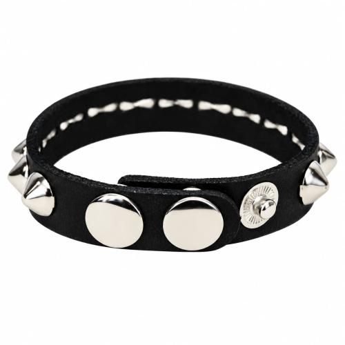 Schmales schwarzes Punk-Armband mit Metall-Spitznieten