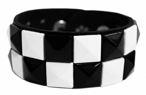 Rocker Armband Pyramidennieten Schwarz & Weiß