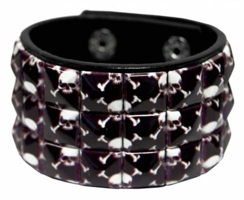 Kunstleder Armband Totenköpfe
