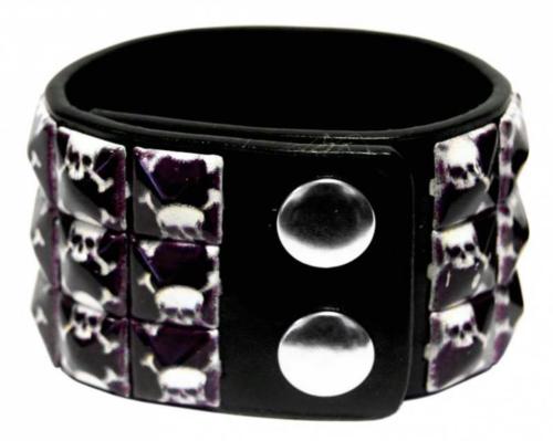 Kunstleder Armband Totenköpfe