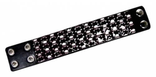 Kunstleder Armband Totenköpfe
