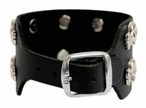 2-reihige Totenkopf Kunstleder Armband Manschette