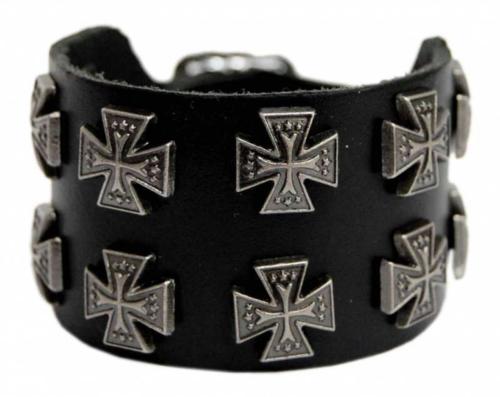 2-reihiges Punk Armband Eisernes Kreuz