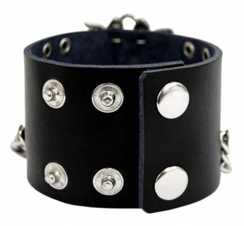 Rocker Armband Totenkopf Mit Kette Und Flachnieten