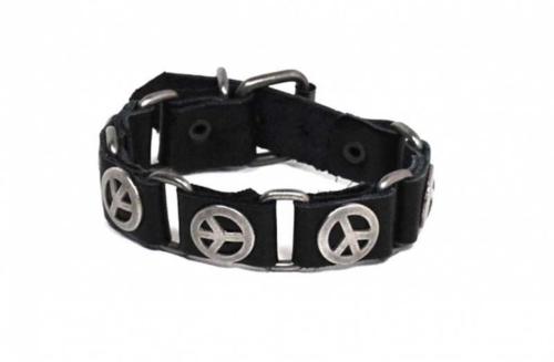 Kunstleder Armband Schwarz Peace Symbol