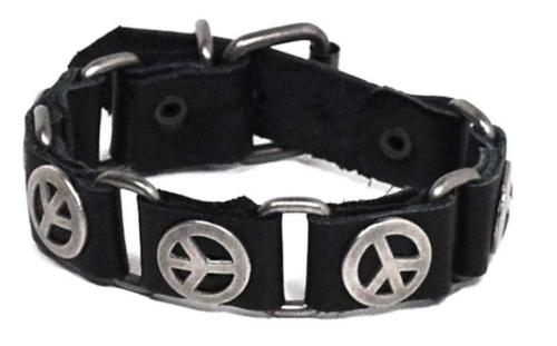 Kunstleder Armband Schwarz Peace Symbol
