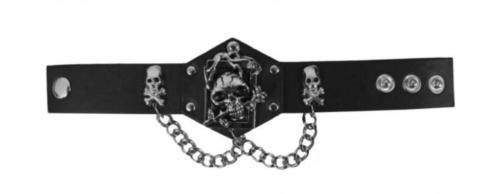 Kunstleder Armband Totenkopf Rose