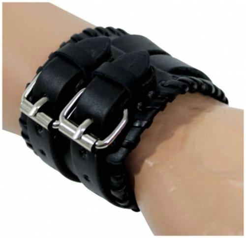 Kunstleder Armband Manschette Schwarz