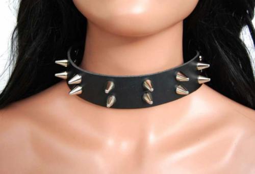 Lederhalsband Spike Nieten 2-Reihig