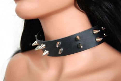 Lederhalsband Spike Nieten 2-Reihig