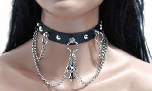Gothic Halsband Panzerkette & Kreuz