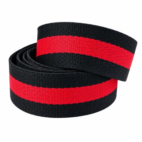 Individuell kürzbarer Nylon-Canvas-Gürtel in Schwarz-Rot für Jeans und Streetwear