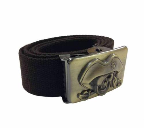 Stoffgürtel Braun Piratentotenkopf