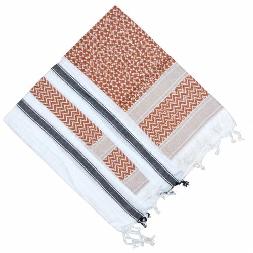 White brown black kufiya scarf in square cotton format