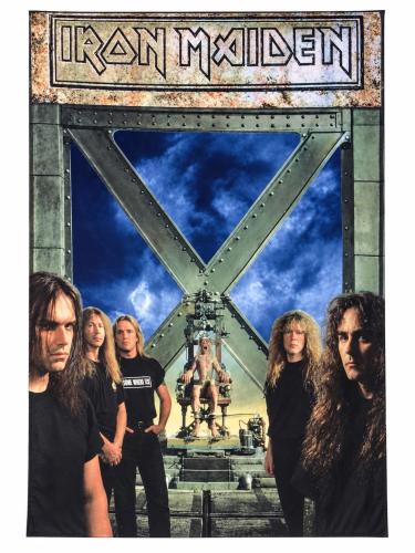 Iron Maiden The X Factor Wandfahne mit großem X-Motiv und Bandschriftzug