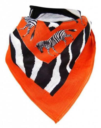 Orange Zebra Print Cotton Bandana Headwrap