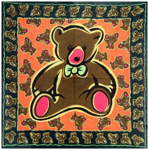 Bandana Head Wrap Scarf Green Teddy Bear