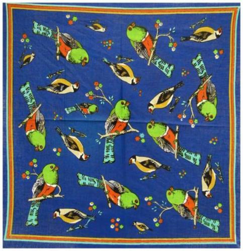 Blue Bandana Head Wrap Scarf Fancy Birds