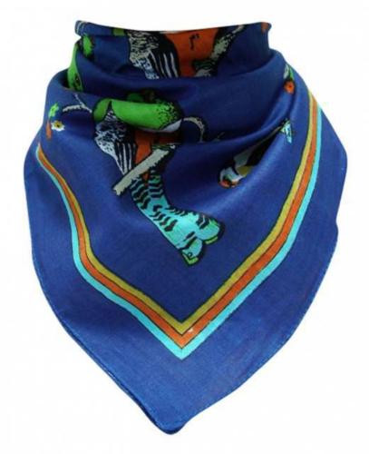 Blue Bandana Head Wrap Scarf Fancy Birds