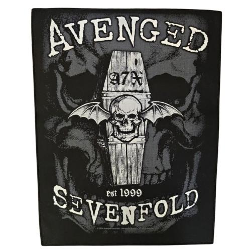 Avenged Sevenfold Deathbat Coffin back patch with winged skull and band lettering