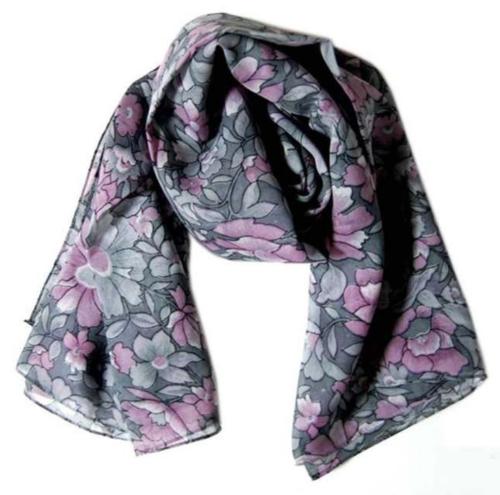 Bedrucktes Tuch Blumen Grau Und Rosa