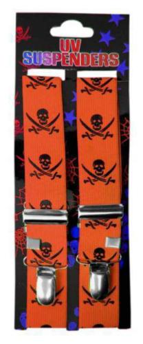 Totenköpfe Hosenträger In Neon Orange
