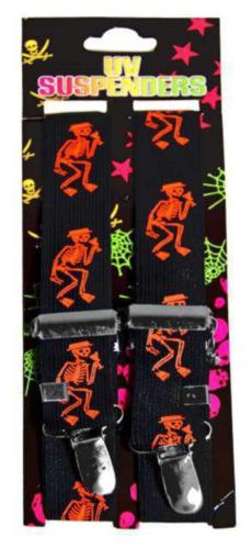 Hosenträger Schwarz Mit Neonorangenen Skeletten