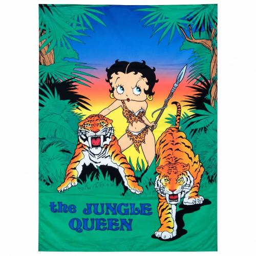 Betty Boop Jungle Queen Wandfahne mit farbigem Tiger- und Cartoon-Design