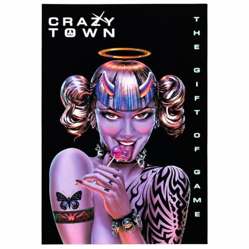 Crazy Town The Gift of Game wall flag with Little Lolita halo and devil horns