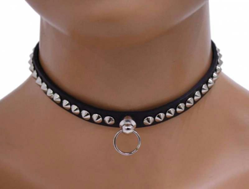 Gothic Halsband Mini Spitznieten & Ring
